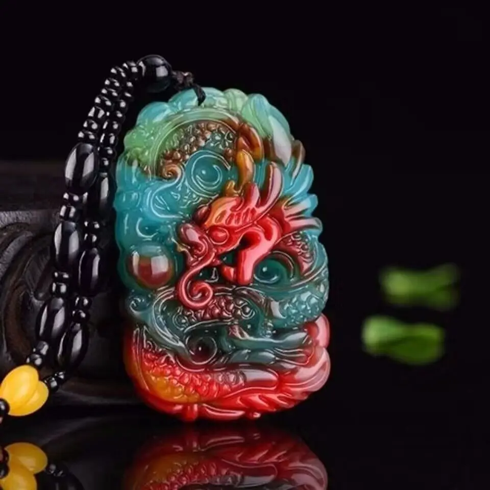Men Accessories Pendant - 진짜 옥 드래곤 펜던트 목걸이 펜던트