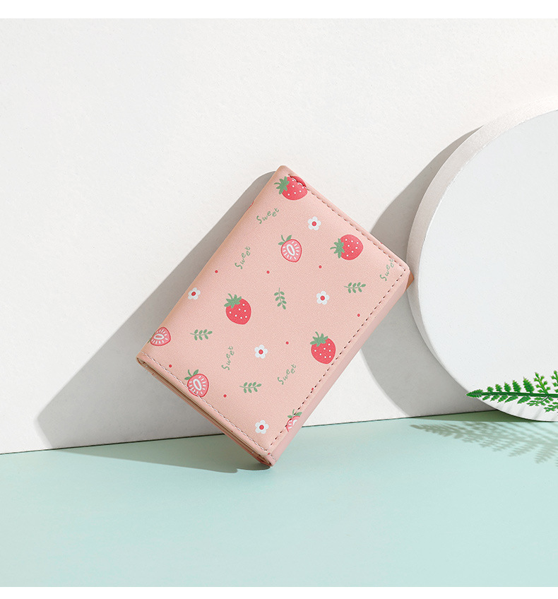 Bifold Leather Wallet - 귀여운 3단 여성용 지갑 짧은 PU