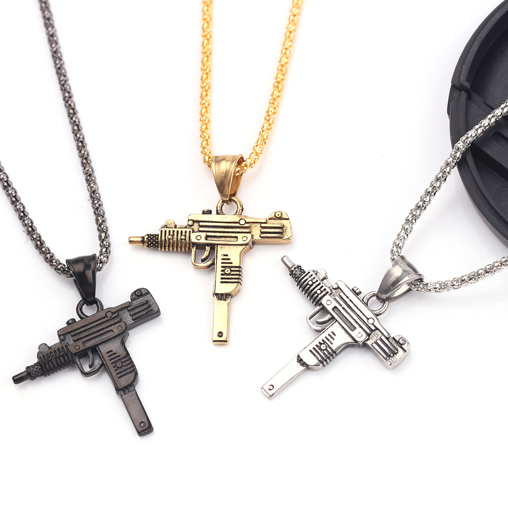 펑크 우지 권총 기관총 목걸이 펜던트 - 남성용 패션  - Men Accessories Pendant 리뷰 및 가격