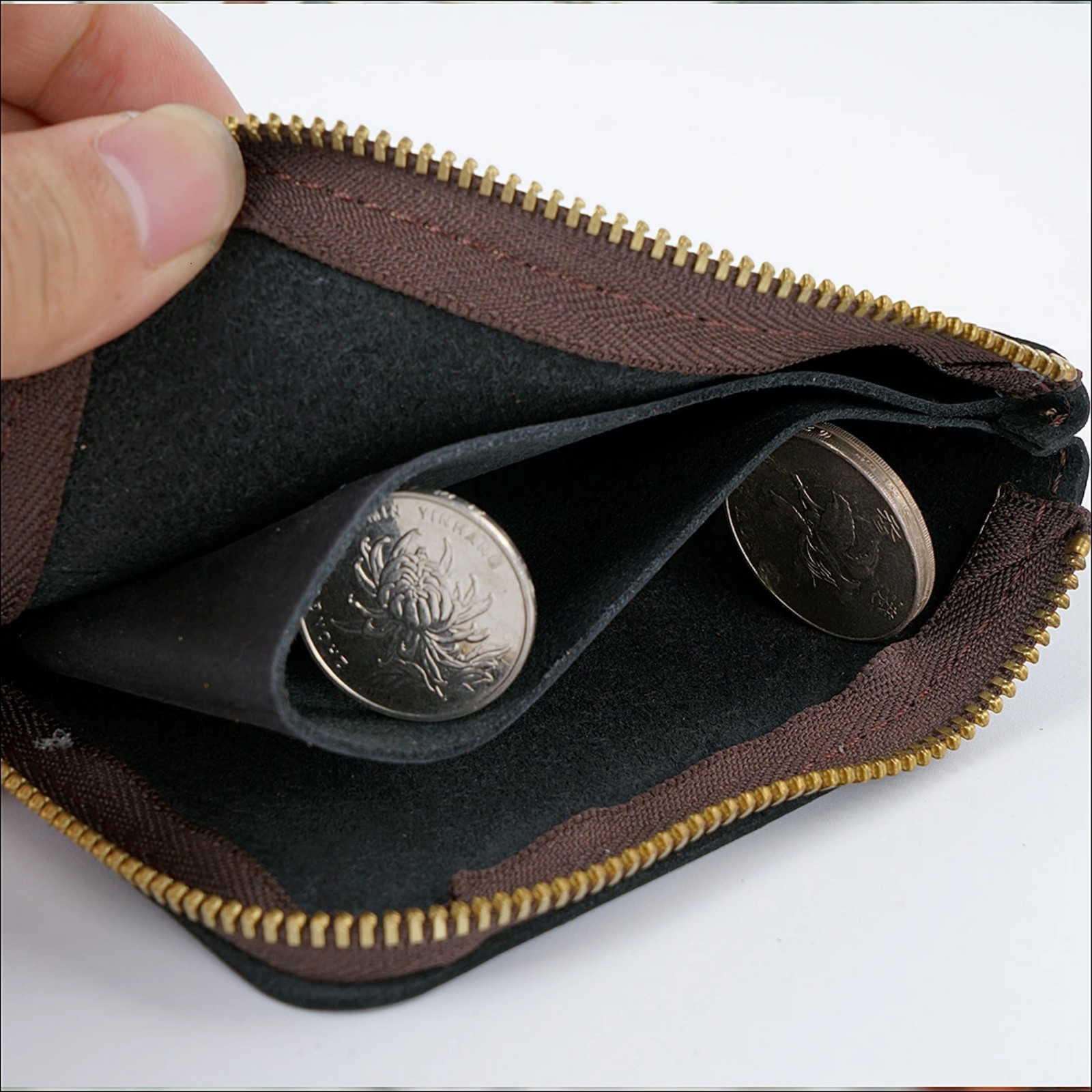 정품 가죽 카드 홀더 지퍼 지갑, 빈티지 가죽 앞주머니 - Coin Holder Men 리뷰 및 가격