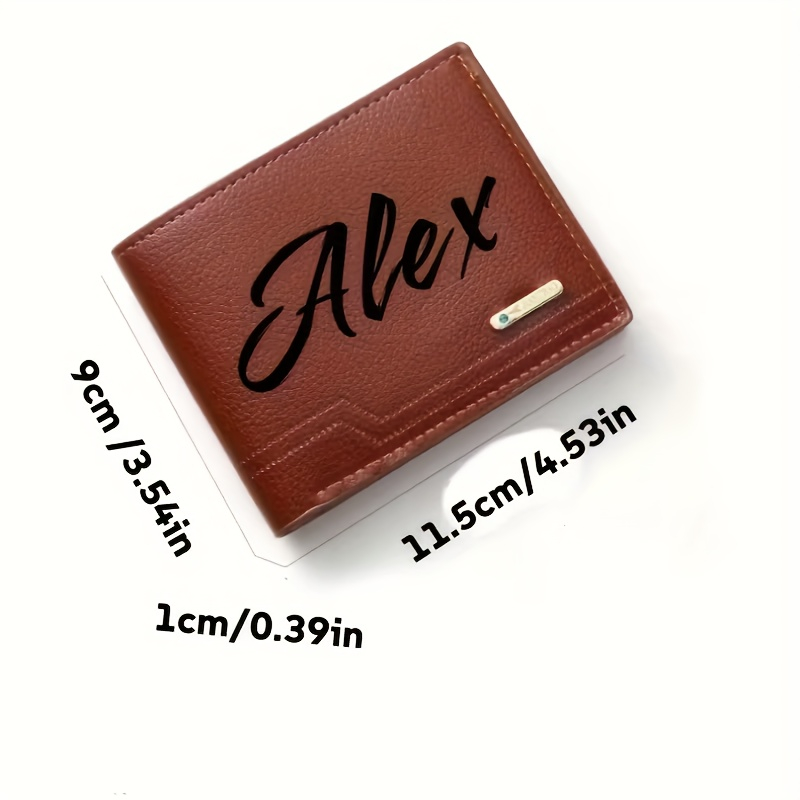 맞춤형 텍스트와 이니셜, 대비되는 색상의 솔리드 컬러  - Bifold Leather Wallet 리뷰 및 가격