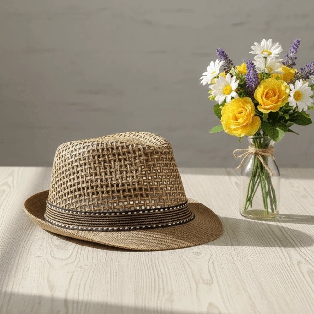 짧은 챙 남성용 파나마 모자 통기성 있는 속이 빈 밀짚 - Men Accessories H&M 리뷰 및 가격
