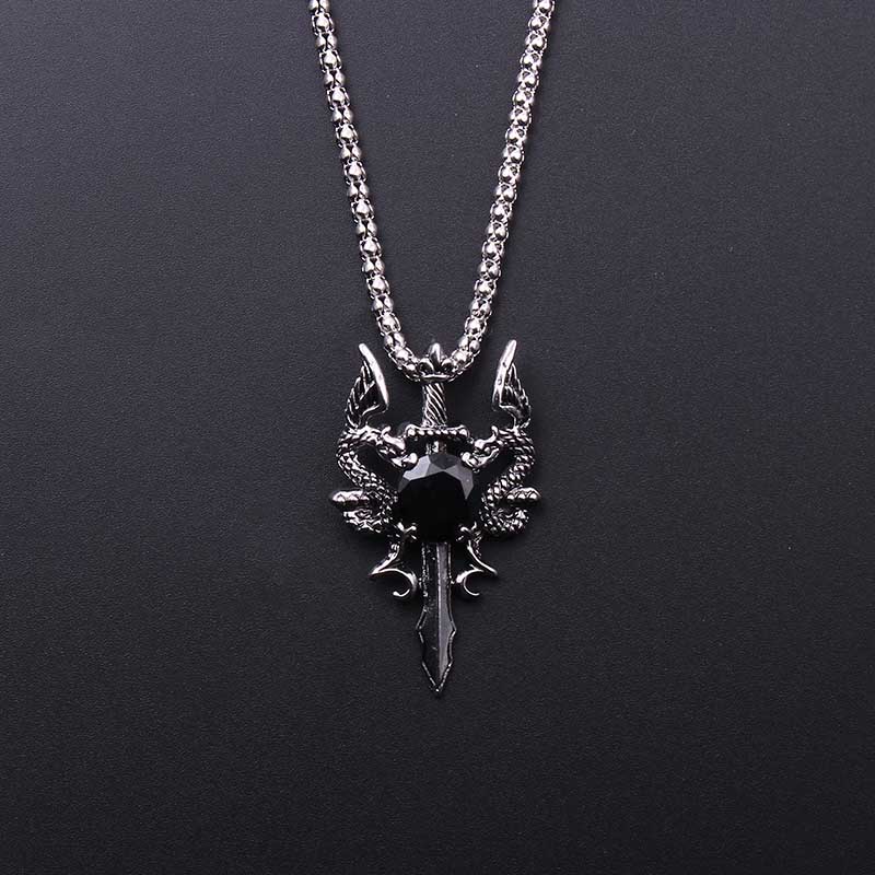 더블 드래곤 블랙 젬 크로스 목걸이 펑크 맞춤형 펜던트 - Men Accessories Pendant 리뷰 및 가격