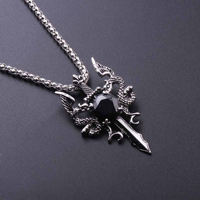 더블 드래곤 블랙 젬 크로스 목걸이 펑크 맞춤형 펜던트 - Men Accessories Pendant 리뷰 및 가격