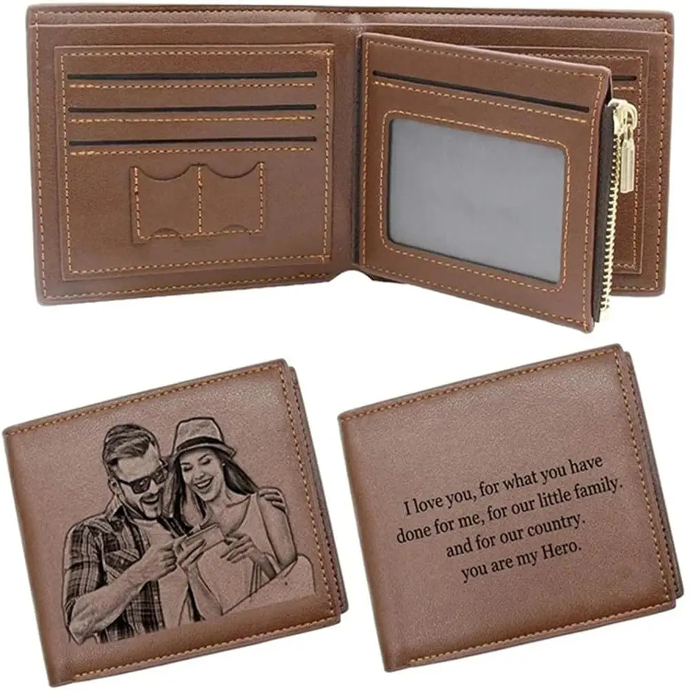 2025 새겨진 사진 짧은 지갑 맞춤형 접이식 프리미엄 - Bifold Leather Wallet 리뷰 및 가격